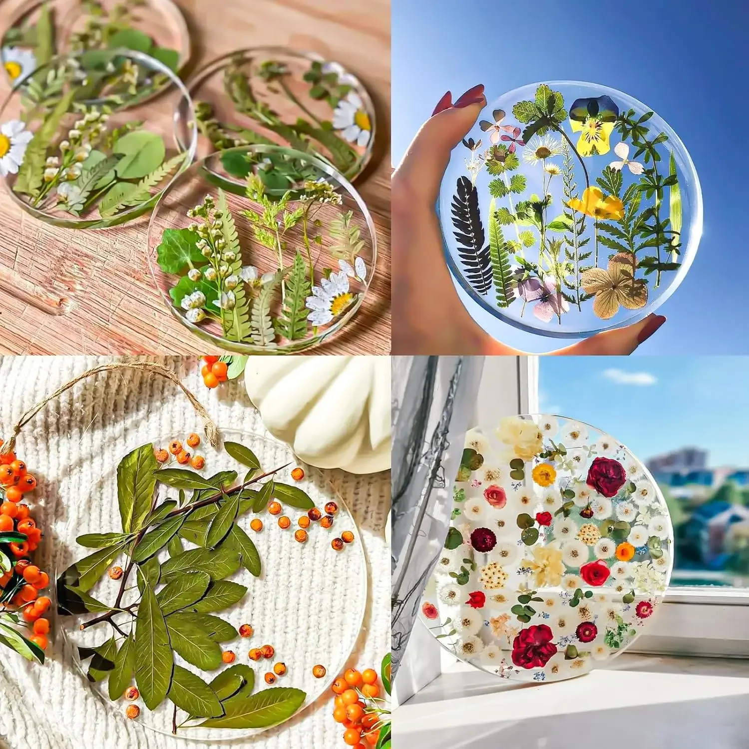 Large 6-chamber circular coaster silicone mold for epoxy resin casting, thick coaster base paper coaster process display