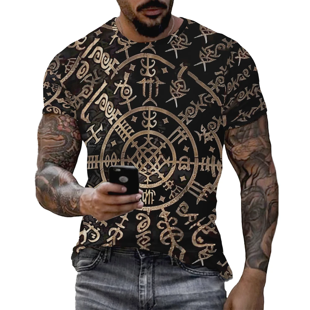 

Tree Of Life Graphics With Triquetra T-Shirt Vintage Viking Warrior Tattoo Print T Shirt Nordic Style Oversized Men Streetwear