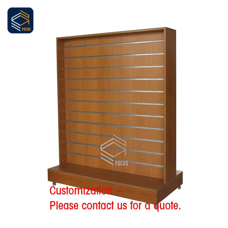 custom.Custom Wooden Slatwall Display Rack Adjustable Shelves Retail Product Display Stand
