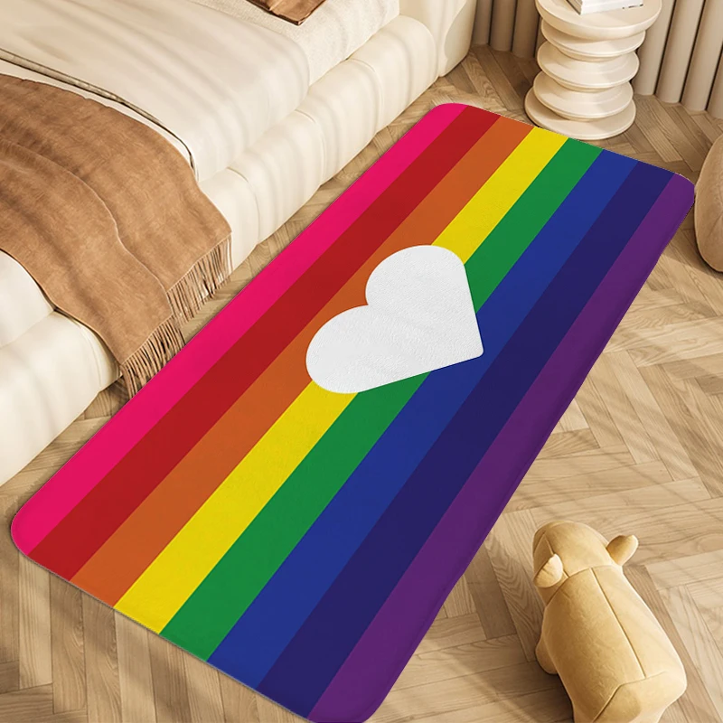 

Carpet for Bedroom Rainbow LGBT Pride Flag House Interior Entrance Mat Custom Living Room Bathroom Rug Useful Things for Home