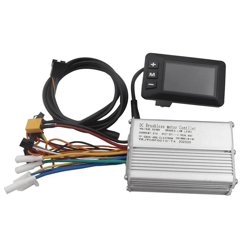 Electric Scooter Brushless Motor Controller 48V 21A+S866 LCD Display Dashboard Kit E-Scooter Replacement Black+White