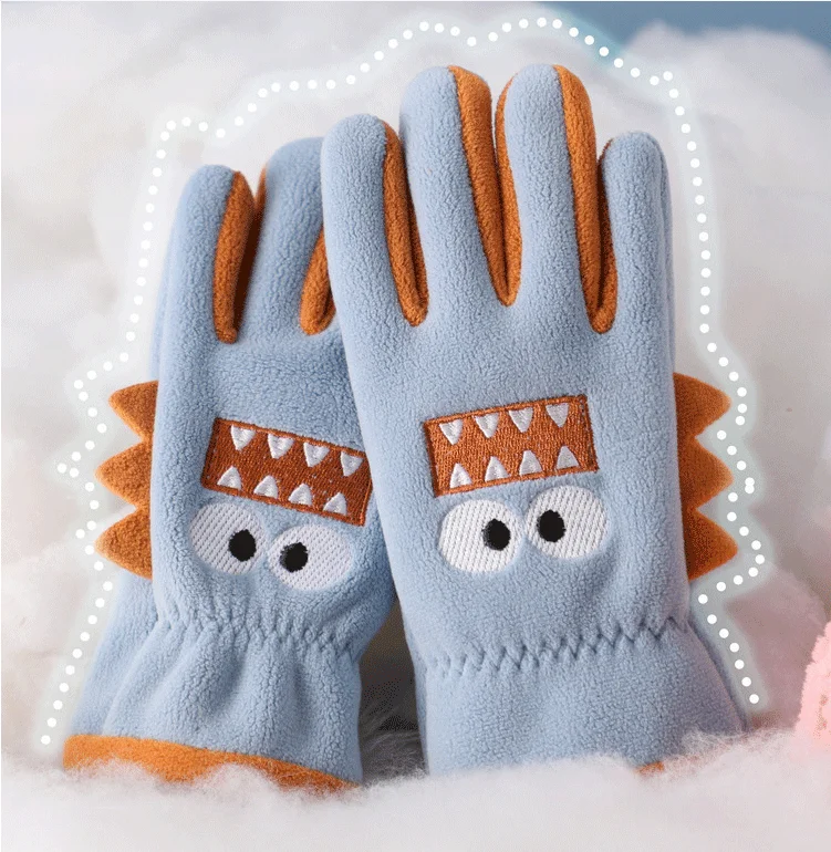 

Kids Boy Winter Coral Fleece Cartoon Shark Outdoor Keep Warm Thicken Cycling Breathable Comfortable Children Girl Gloves