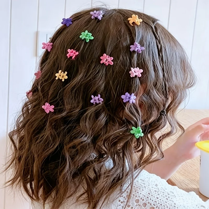 50pcs colorful Flower Small Hair Clips | Simple and Cute Girl’s Braided Hair Clips | Suitable for Daily and Festive Use.