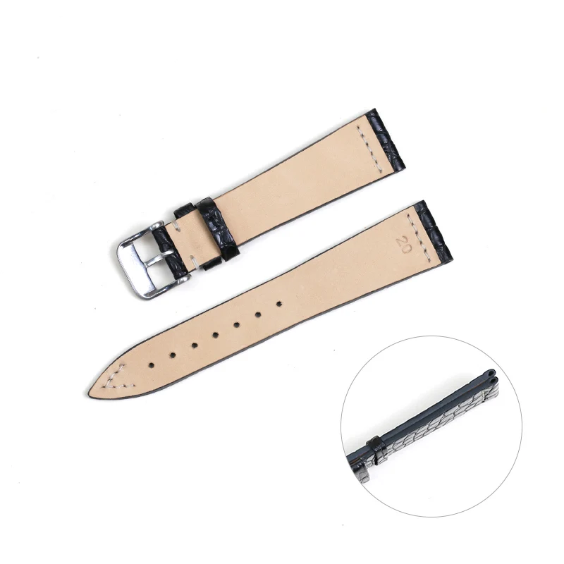 SAUPPO Universal Replacement Leather Watch Strap Crocodile Leather Round Grain Bracelet for Men Woman 18mm/19mm/20mm/21mm/22mm