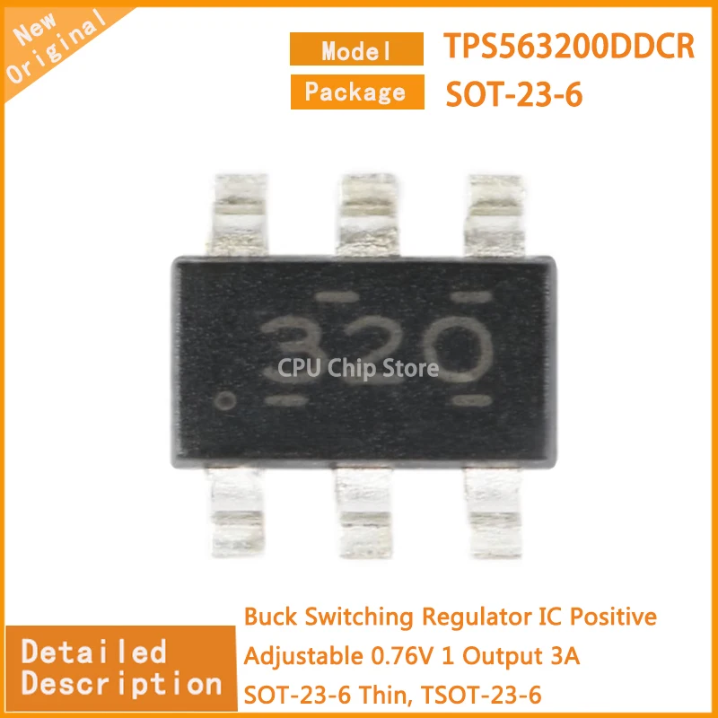 20 unids/lote nuevo Original TPS563200DDCR TPS563200 regulador de conmutación Buck IC positivo ajustable 0,76 V 1 salida 3A SOT-23-6