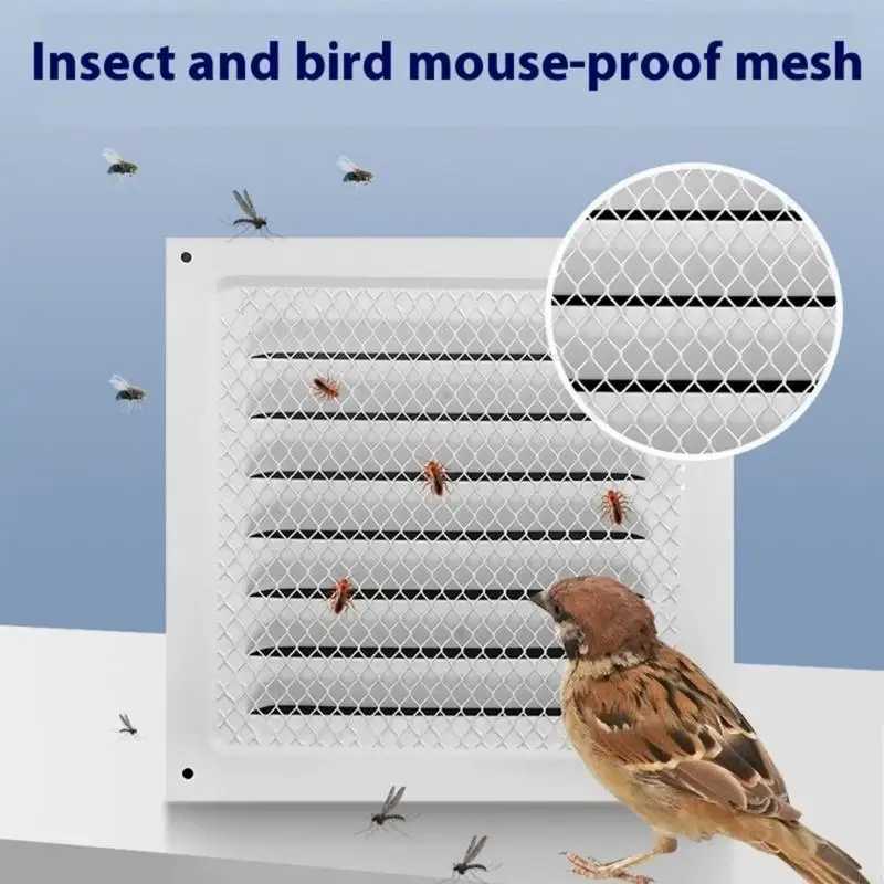 Square Air Vent Cover Stainless Steel Air Ventilation Cover Louver Grille Cover with Builted in Screen Mesh Easy to Use 