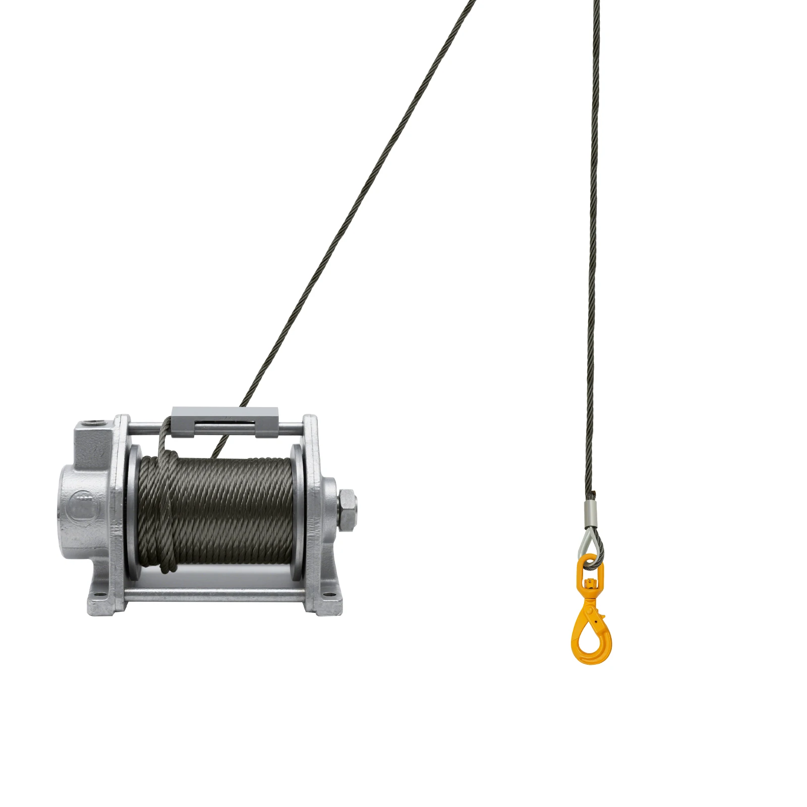 Gelber Kohlenstoffstahl 9/16 Zoll * 150 Fuß Drahtseilhaken Selbstsichernder Sicherheitshaken 4409 Pfund Tragfähiges Winden-Zugseil