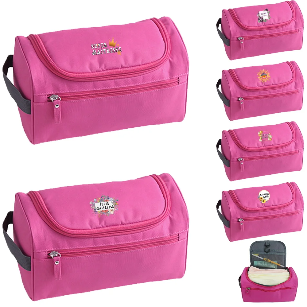 Premium Travel Hanging Cosmetic Pouch Multi‑Compartment Storage Maitresse Pattern Toiletry Wash Bag for Adult Short Journeys
