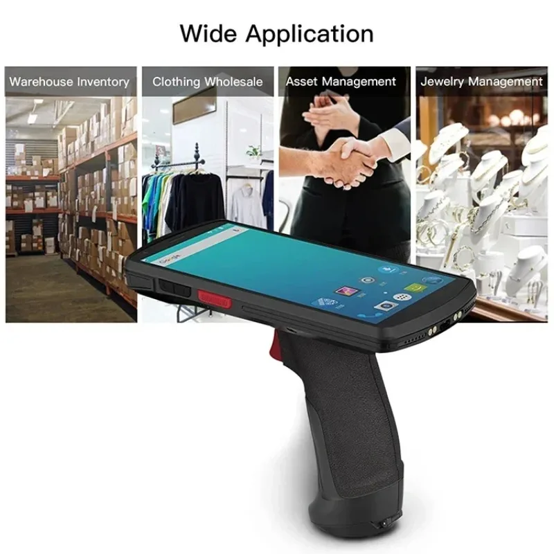 

2025/Rugged industrial logistic Android 9.0 pistol grip PDA OEM Handheld Wireless Long Range 13m UHF RFID Reader mobile pda with