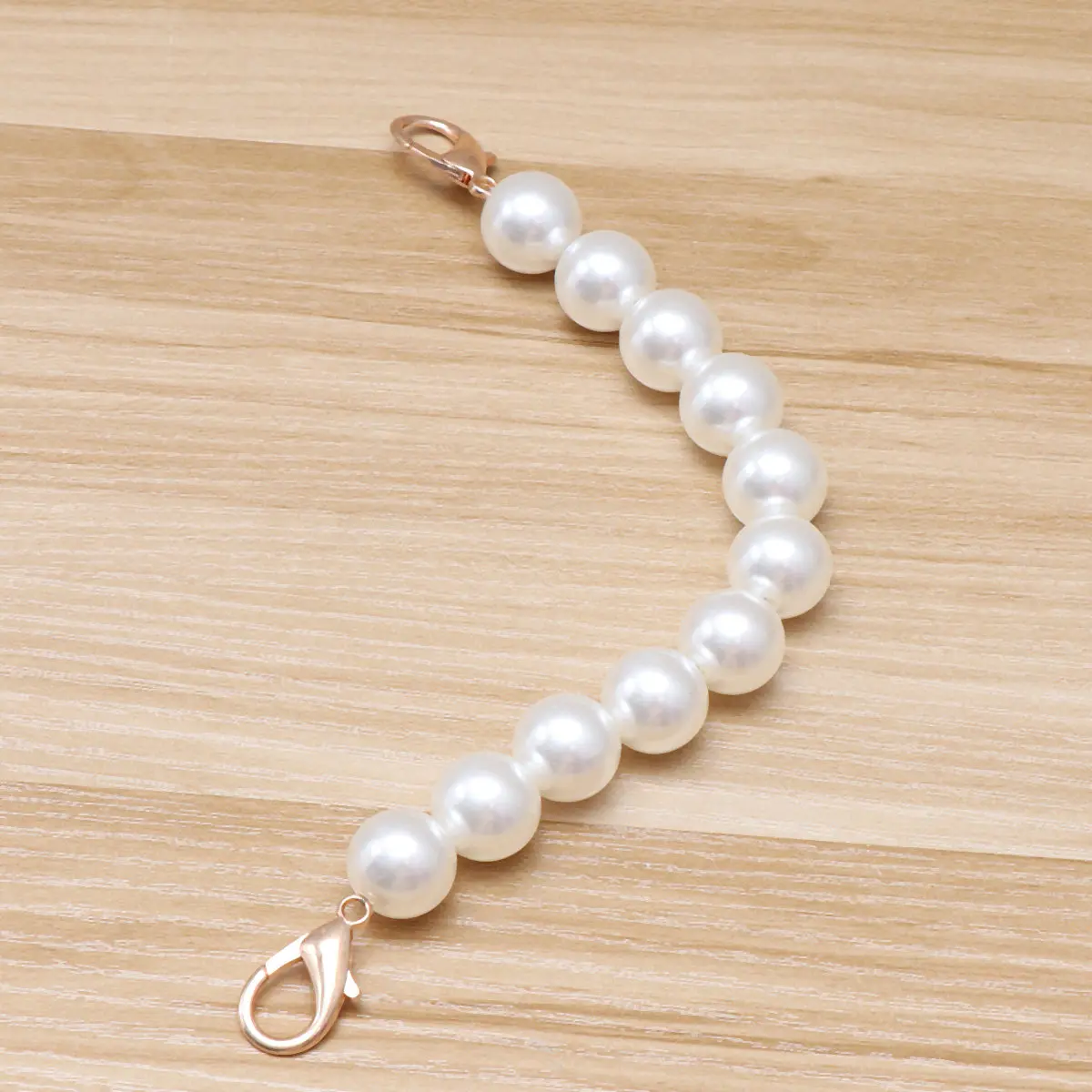 26Cm Simulated Pearls Handbag Handle Strap with 11Mm 18Mm Beads Lobster Clasp Easy Install Removable DIY Purse Making Accessory