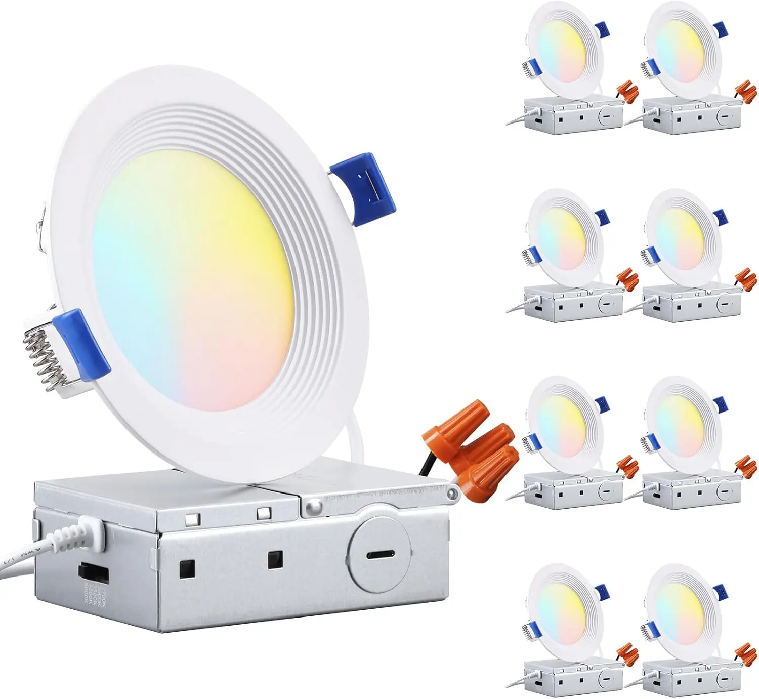 

Упаковка из 8 тонких светодиодных встраиваемых светильников, 4 фута, регулировка яркости 5CCT, CRI90, антибликовая отделка, внесен в список ETL