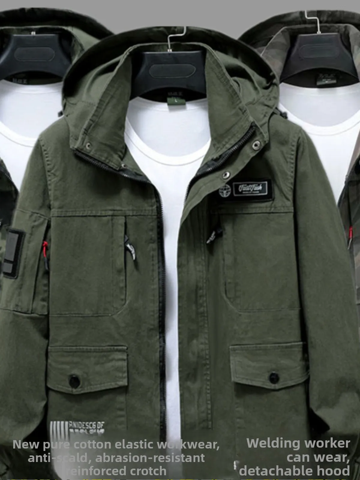 Conjunto de Ropa de Trabajo de Protección Laboral Thiened para Hombre, Ropa Superior de Construcción, Resistente al Desgaste, Algodón Puro, Elástico, Camuflaje