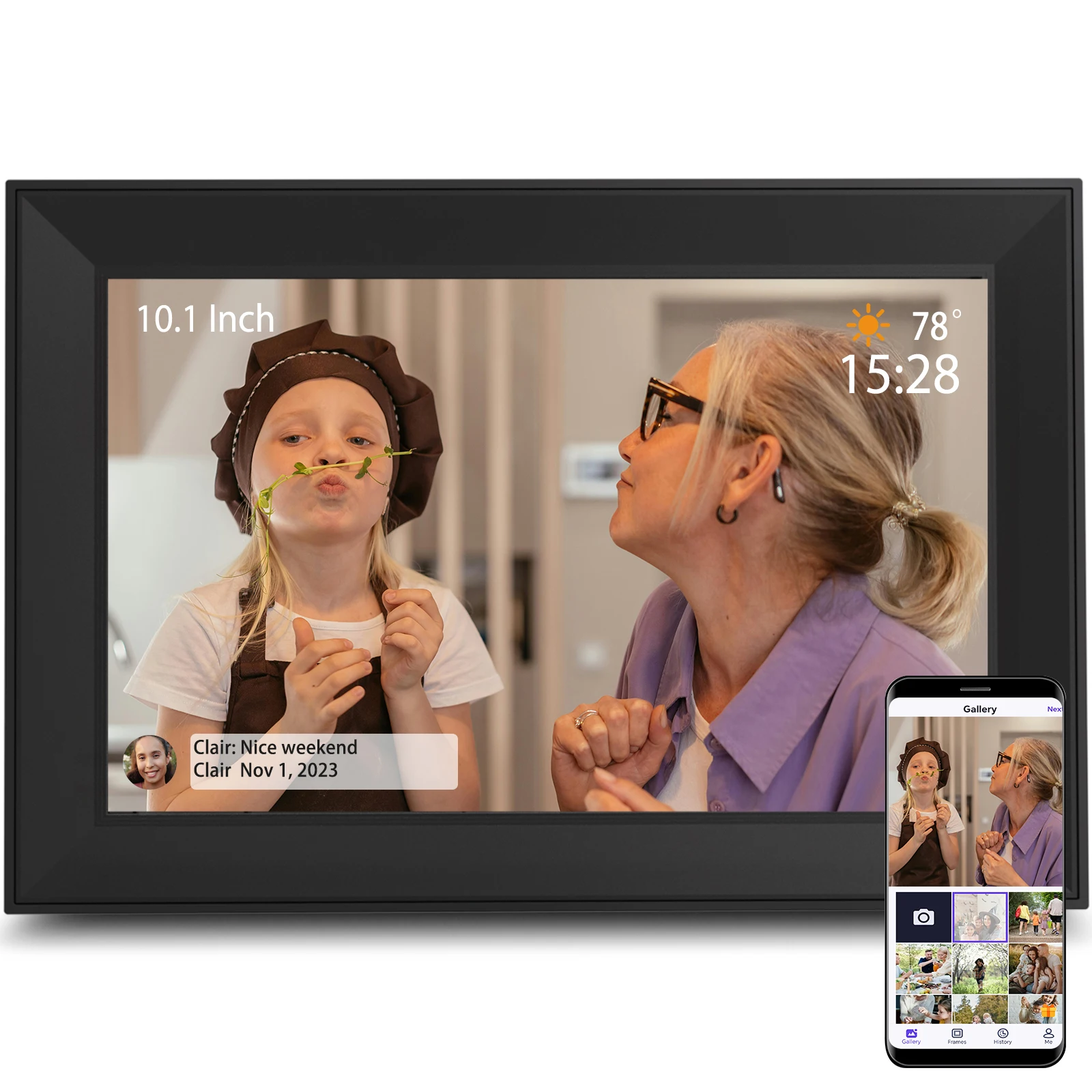 Digital Picture Frame, 10.1 Inch Smart WiFi Digital Photo Frame Send Pictures from Anywhere via App Great Gift for Mom and Women