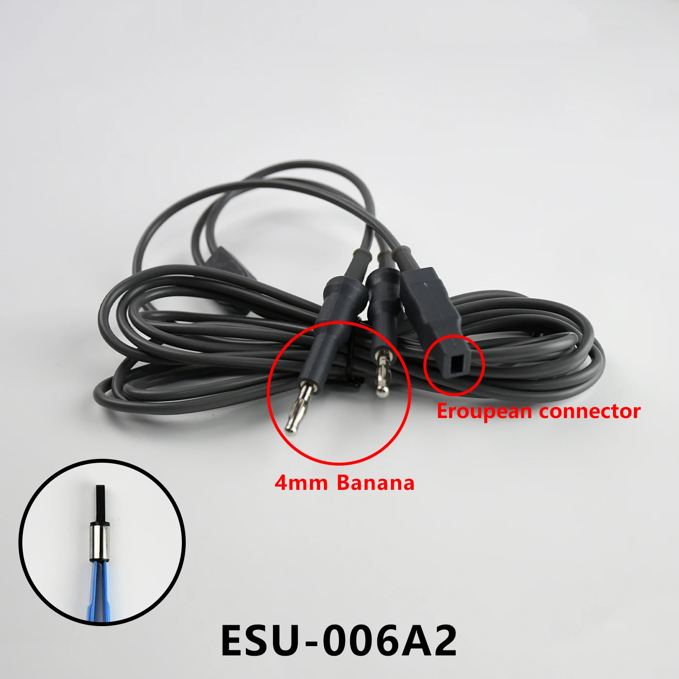 V-Lock Reusable bipolar forceps cable silicone wire with 2mm 4mm banana  for eroupean connector compatible