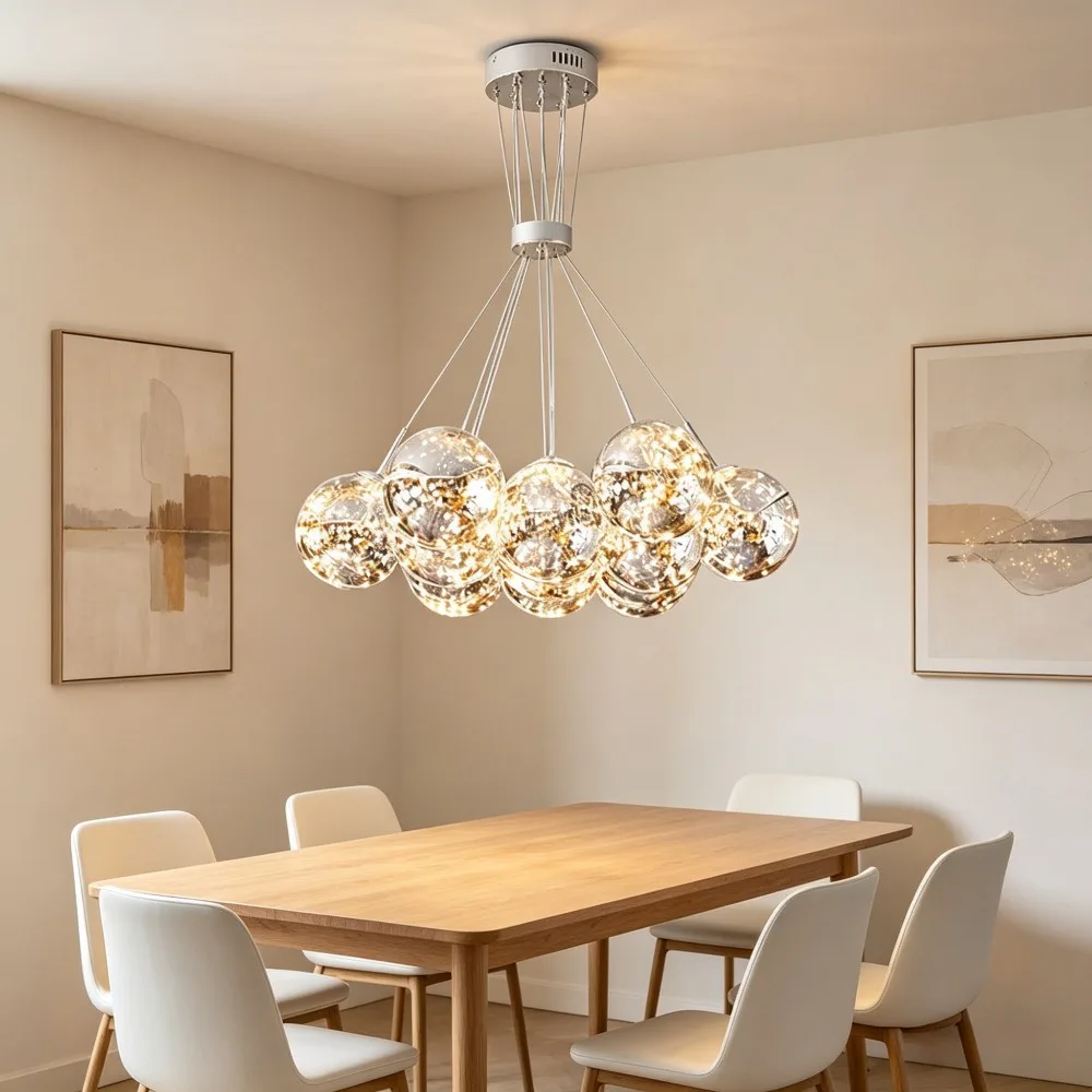 Modern Nordic Full Sky Star Ceiling Chandelier Simple Retro Creative Glass Indoor Lights Dining Bedroom Living Room Bubble Lamps