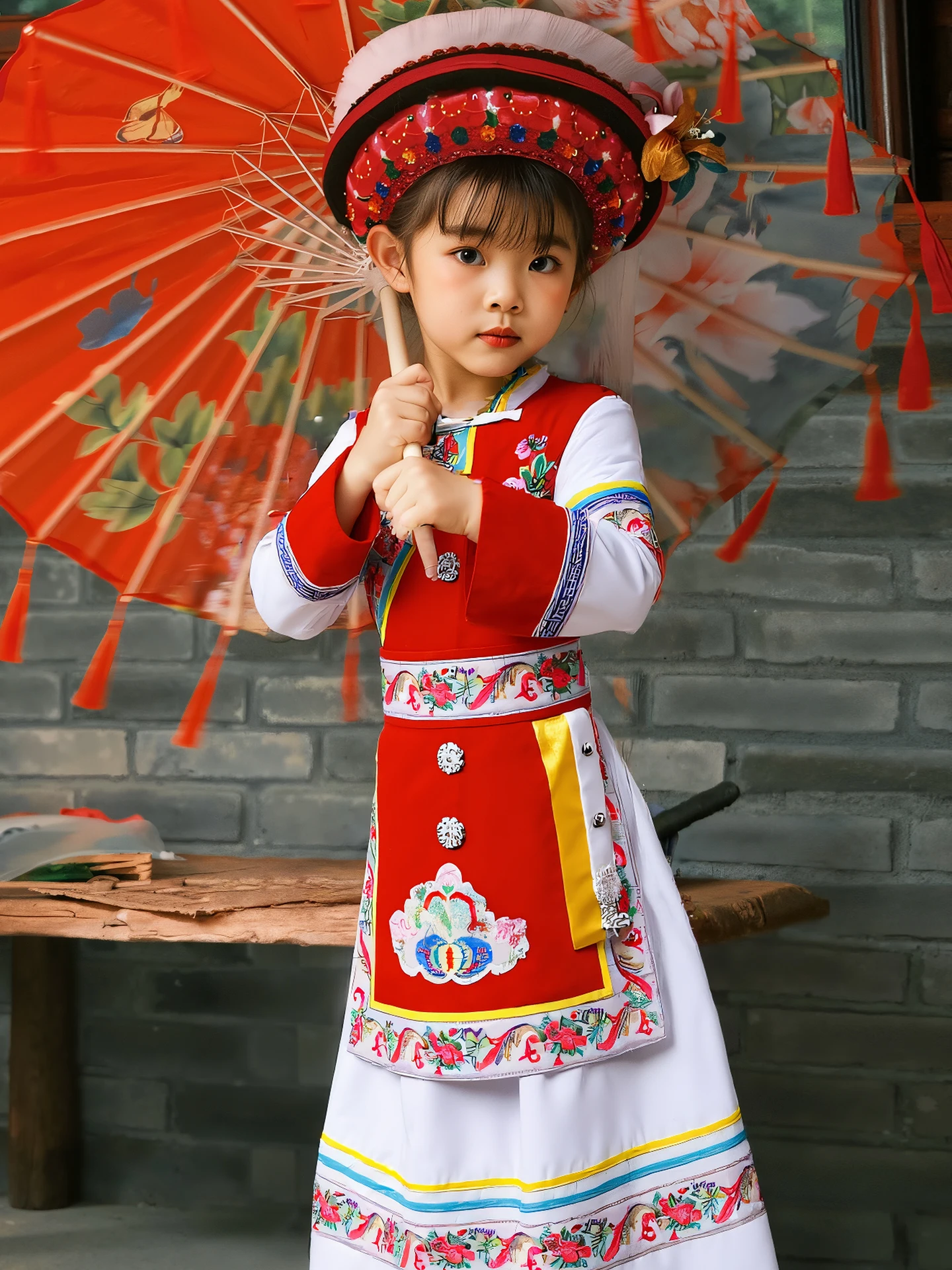 

Детская этническая одежда для выступлений в стиле Пуэрария Лобата: костюмы для девочек-малышей в стиле этнических меньшинств Юньнань Дали Бай