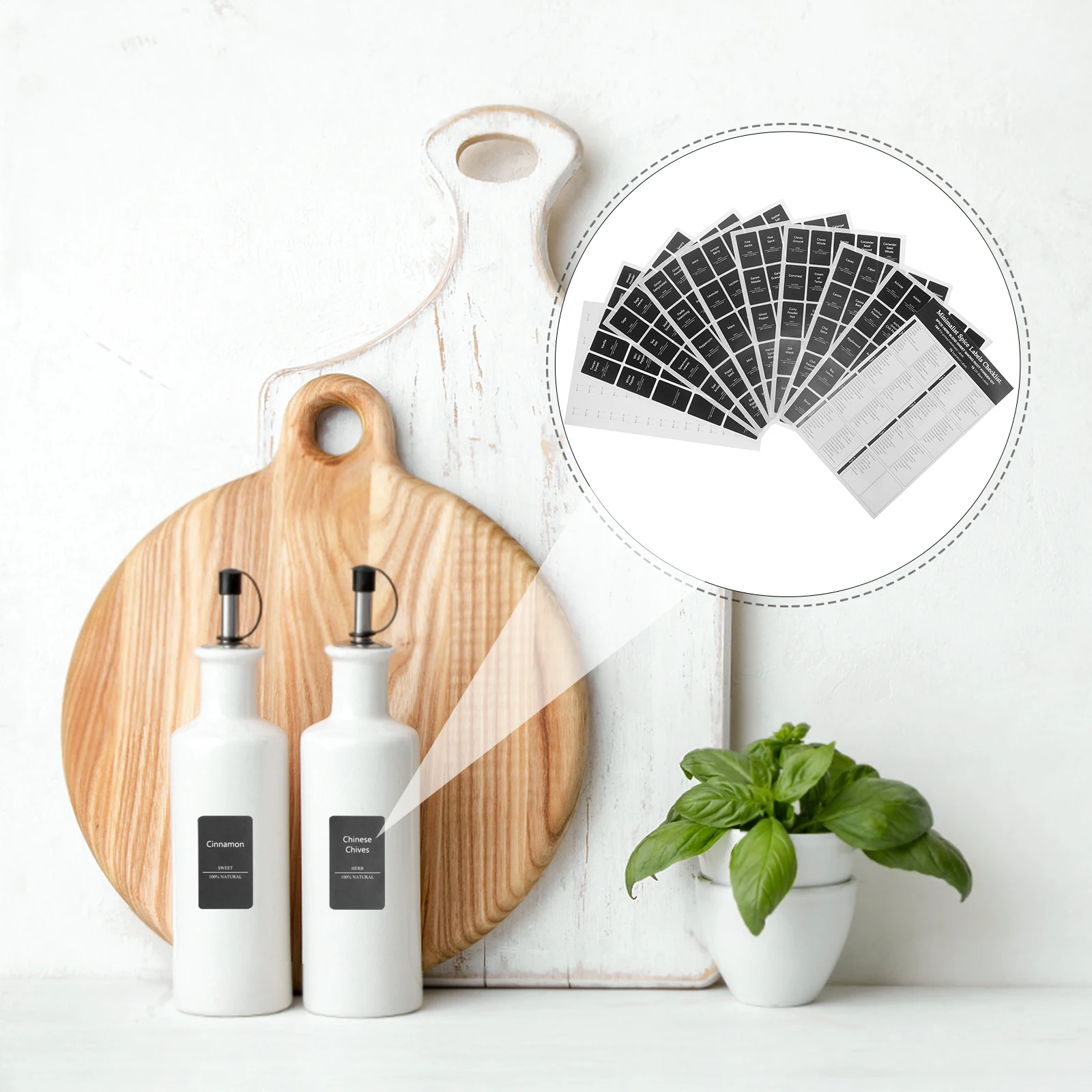 

6 Sheets Spice Jar Label Stickers Professional Kitchen Labeling Tool for Seasoning Bottle Self-Adhesive and Easy Peel Stickers