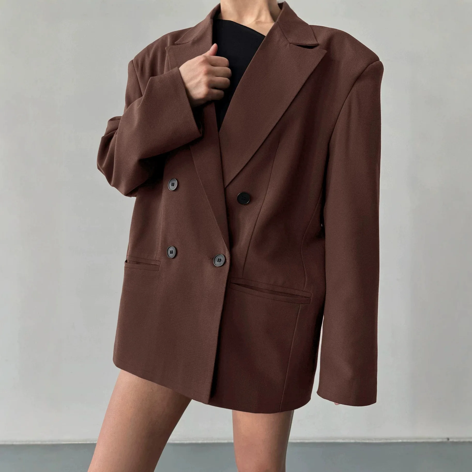 春秋ファッションコート ヴィンテージブラウンブレザー レディ - Blazer Women Oversized のレビューと価格