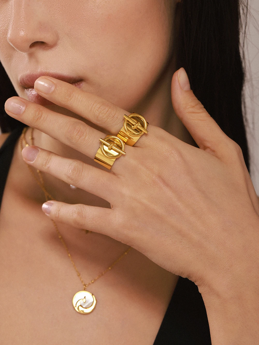 Rings For Women Stainless Steel Adjustable Non Tarnish 18K Gold Plated Punk Open Ring Designer Jewelry Accessories Couples Gifts