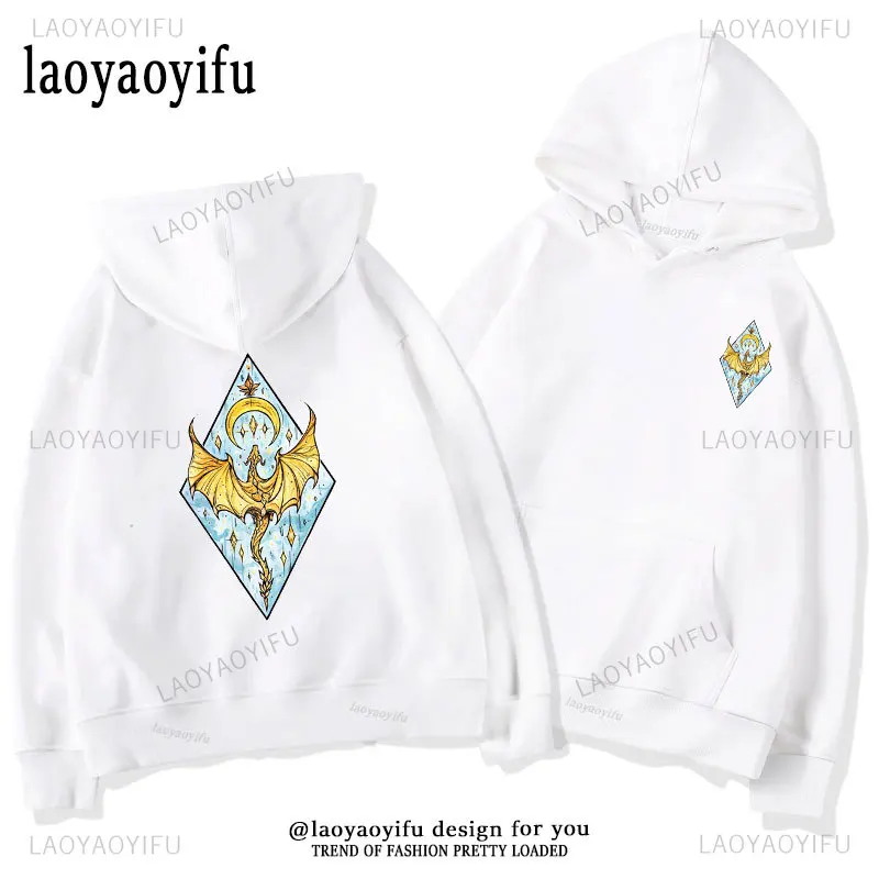 Gold Dragon Fourth Wing Hoodies Retro Basgiath War College Double-side Women Sweatshirt The Empyrean Series Booktok Printed Top