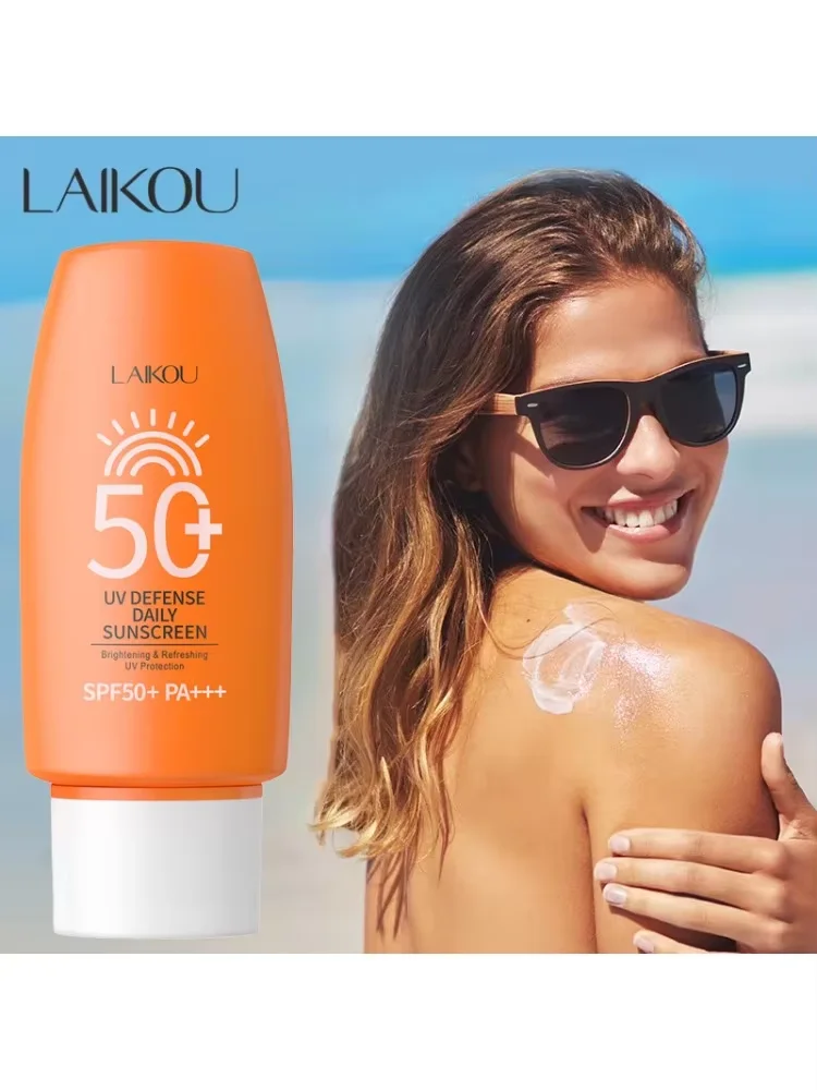 LAIKOU SPF50+ PA+++ Sunscreen Cream UV Defense Daily Brightening Refreshing Sun Protection Lotion for Face Body Non Greasy 50g