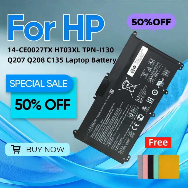 

For HP 14-CE0027TX HT03XL TPN-I130 Q207 Q208 C135 Laptop Battery Give Away A Mouse Pad