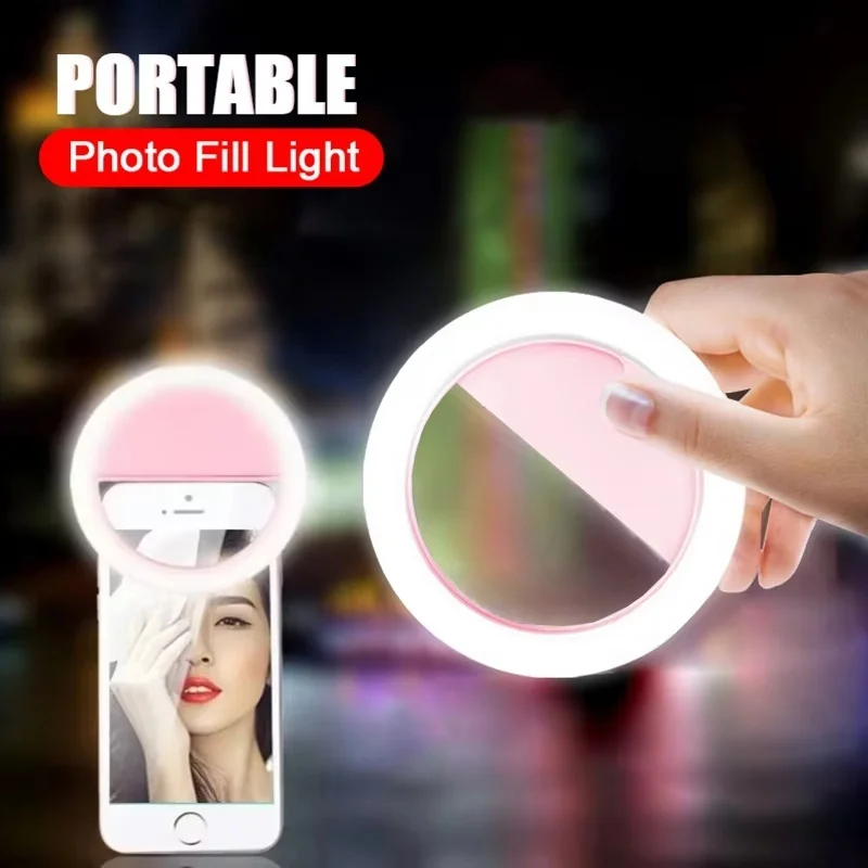 Lámpara LED portátil para teléfono con anillo de luz, luz LED para selfies con brillo ajustable, luz de relleno para cámara de teléfono con clip para iPhone, Xiaomi, Huawei