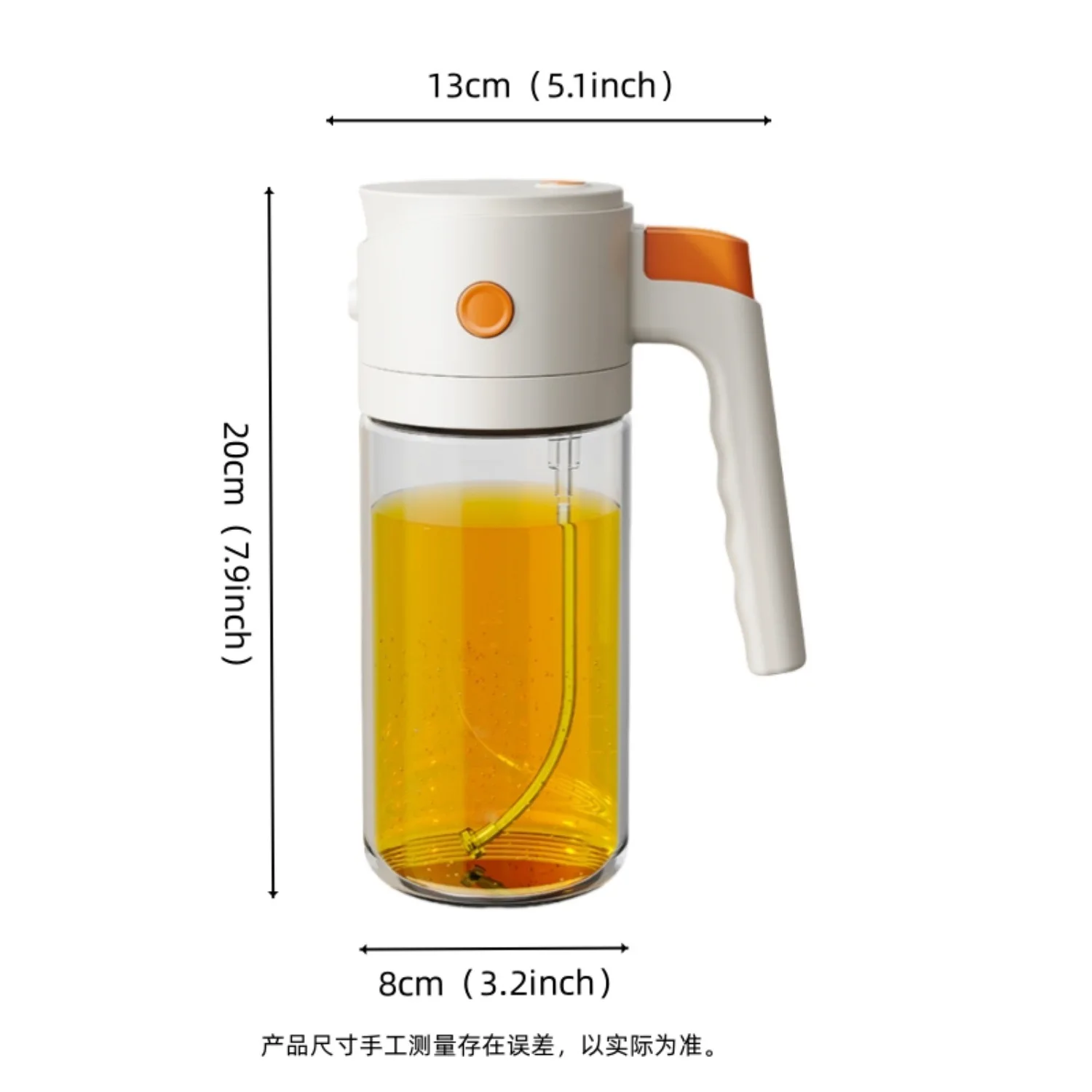 500ml High Borosilicate Glass Oil Dispenser Bottle Vinegar&Condiment Cruet with Pour Spout & Sprayer for Kitchen Salad Barbecue