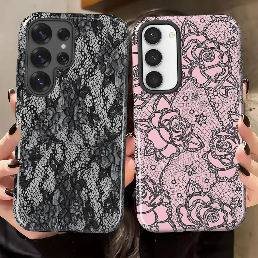 Creative Lace Pattern Soft Cover Capa Phone Case for Samsung Galaxy S26 Ultra S24 Ultra A56 S20 FE A36 A26 A16 S25Ultra S23