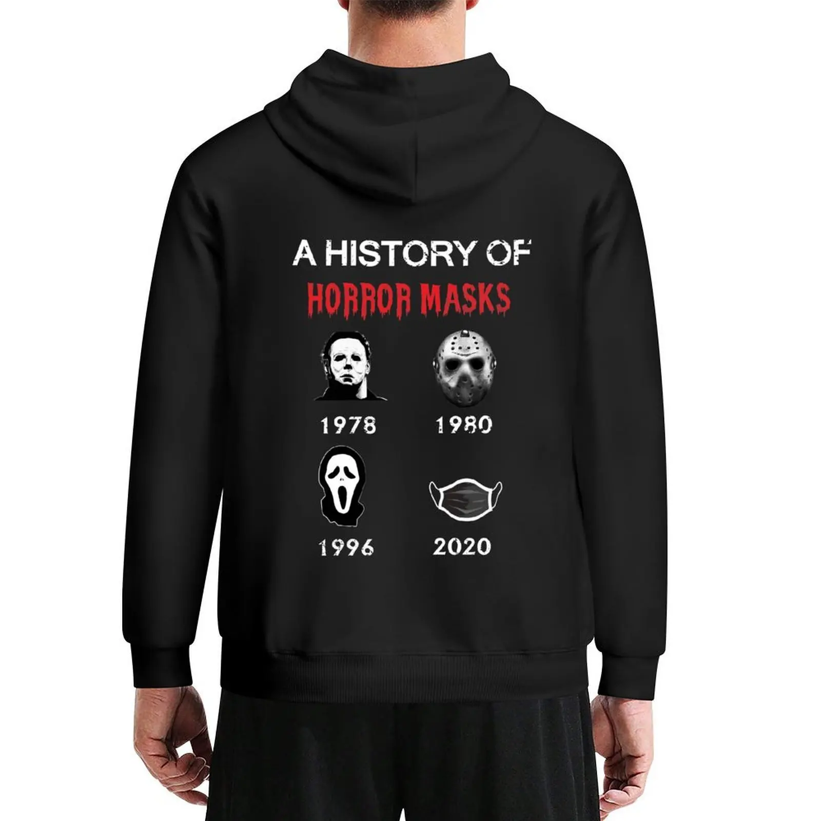 

a history of halloween masks Hoodie mens clothing men's coat aesthetic clothing mens designer clothes graphic hoodies