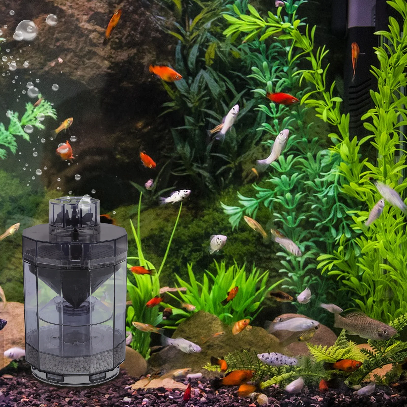 Aquarium Filter Automatic Cleaning Fish Waste Collector Efficient Fish Tank Poop Removal Oxygen Enrichment Small Tank Cleaner