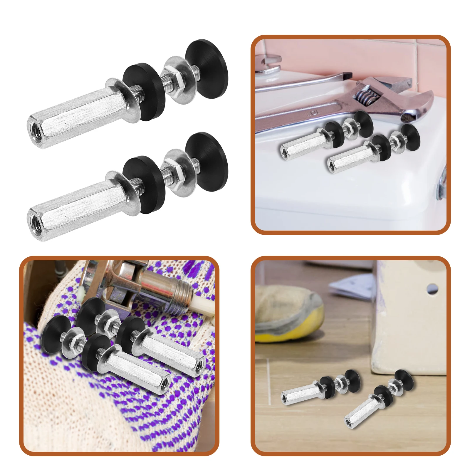 

2Pcs Toilet Tank Bolts Replacement Kit Stainless Steel Hinge Parts Basin Fixing Child Screw Gasket Compatibility AntiLeakage