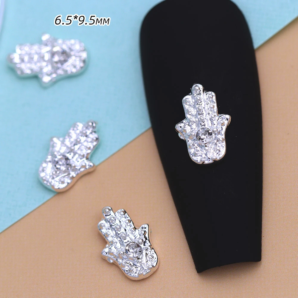 10Pcs Popular Maple Leaf Nail Charms Alloy Lip Palm With Diamonds Nail Art Decorations 3D Luxury Rhinestone Manicure Accessories