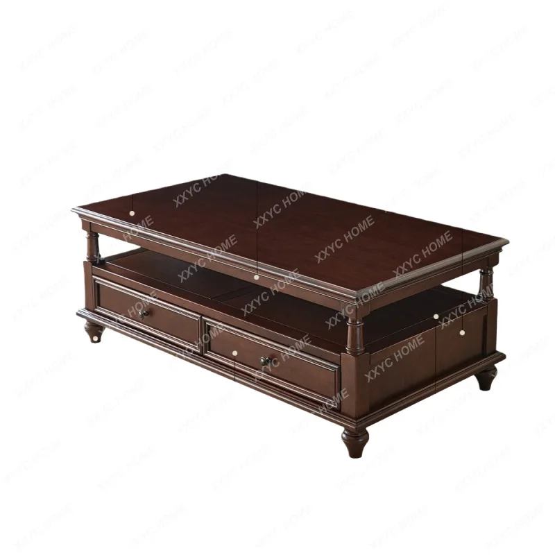 Q solid wood coffee table retro living room household small apartment furniture