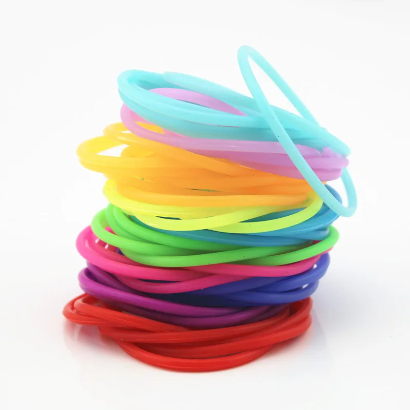 30 Pieces Glowing Fluorescence Silicone Jelly Bracelets Hair Ties for Girls Women Random Color Luminescent    Halloween