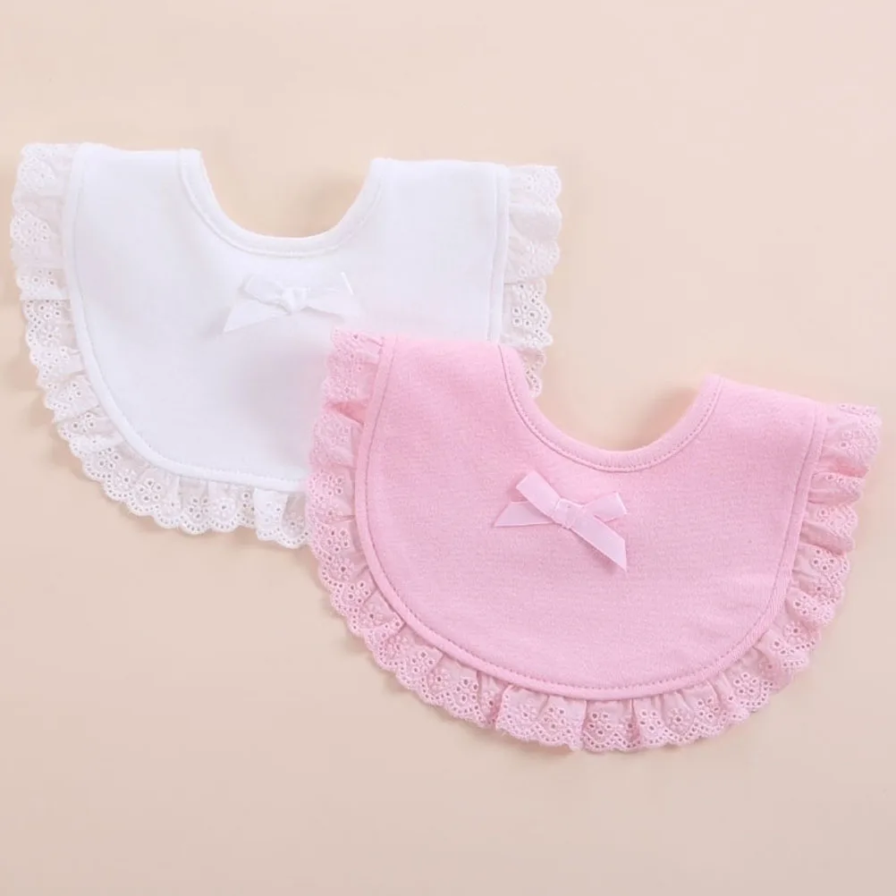 

Cotton Baby Bibs Waterproof Dribble Bib Newborn Infant Soft Skin-Friendly Princess Lace Design Pink Cute Bib
