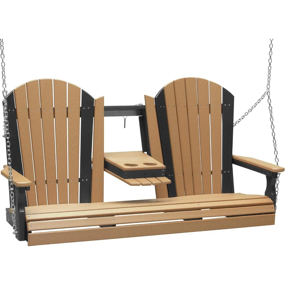 

Hanging Porch Swing with Flip Down Console, Outdoor Patio Swing