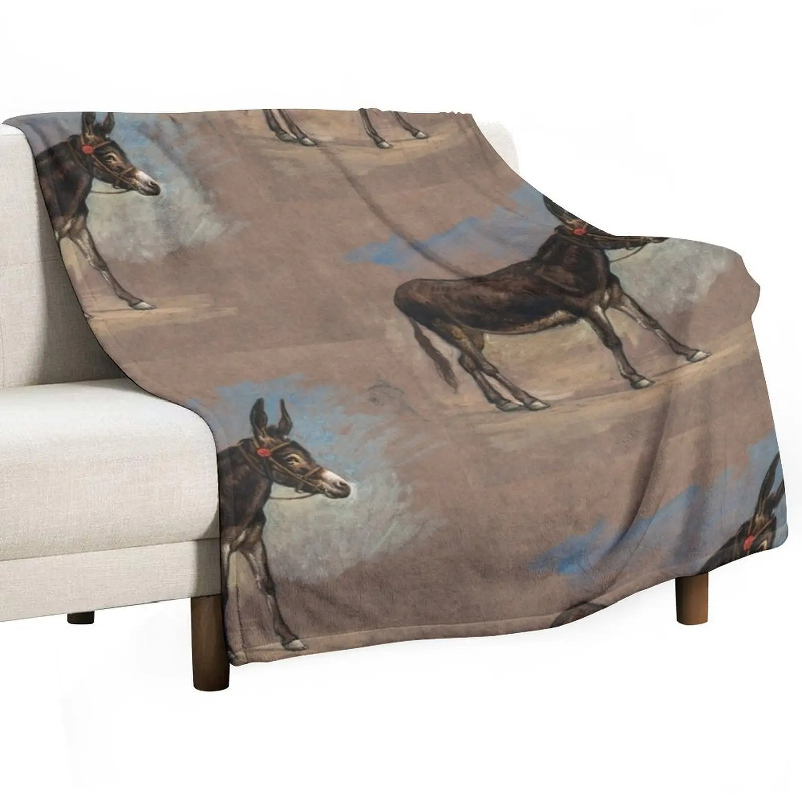 

Mule Animal Lover Gift - Study of a Mule Old Painting Artwork Throw Blanket Summer Beddings Travel Luxury Brand Custom Blankets