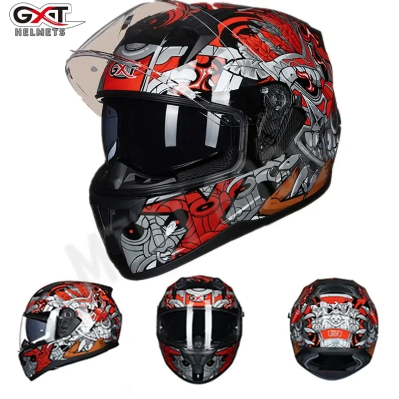 GXT Motorcycle Helmet Full Cover Motorcycle Full Helmet Dual Lens Cycling Helmet Full Face Racing Motocross Helmets