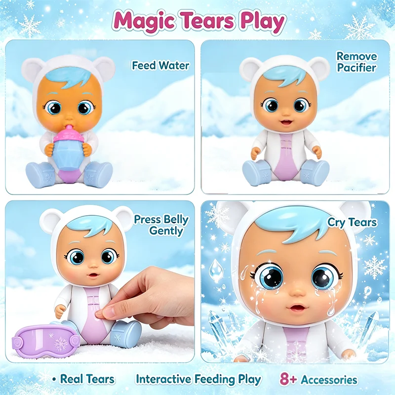 Original Cry Babies Magic Tears Icy World Keep Me Warm Series Surprise Winter Dolls Collectible Blind Box Figure Kids Gift Toys