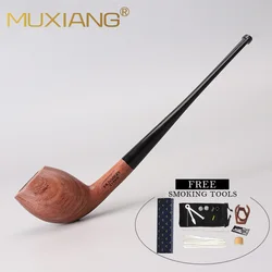 MUXIANG handmade rosewood tobacco pipe church pipe long-handled reading pipe sandalwood pipe 3mm channel Father's Day gift