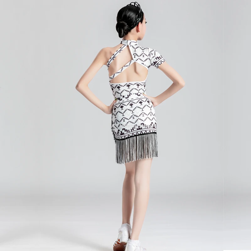 Sukienka do tańca Latin dla dziewcząt konkurs z frędzlami Samba Rumba ubrania do tańca dzieci frędzle kostium Salsa dziecięce sukienki Tango towarzyskiego