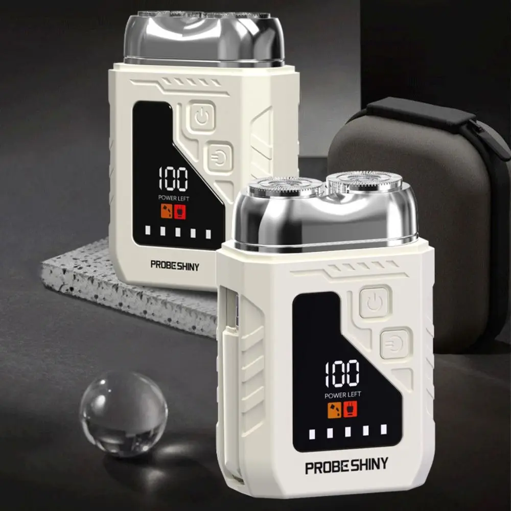 2in1 Mini Electric Shaver Digital Display Painless Portable Rotary beard grooming with Mirror Efficient Shaving