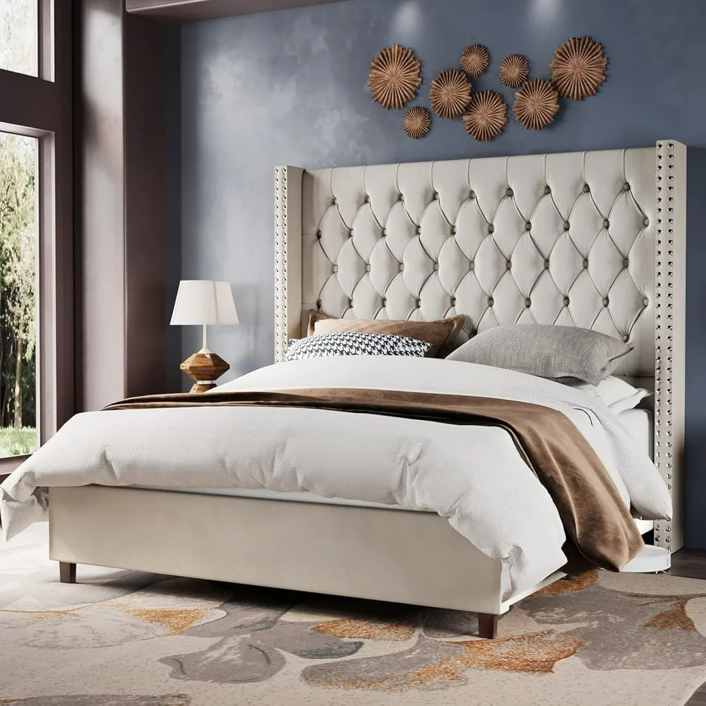 Velvet Upholstered Bed, Frame  61.4