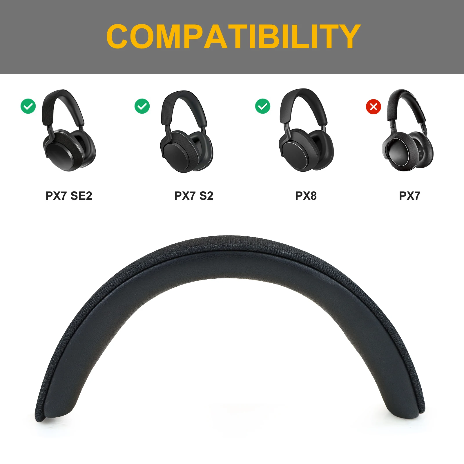Correas de repuesto para diademas para auriculares Bowers & Wilkins PX8/PX7 s2/PX7 s2e (no se ajusta a PX7)