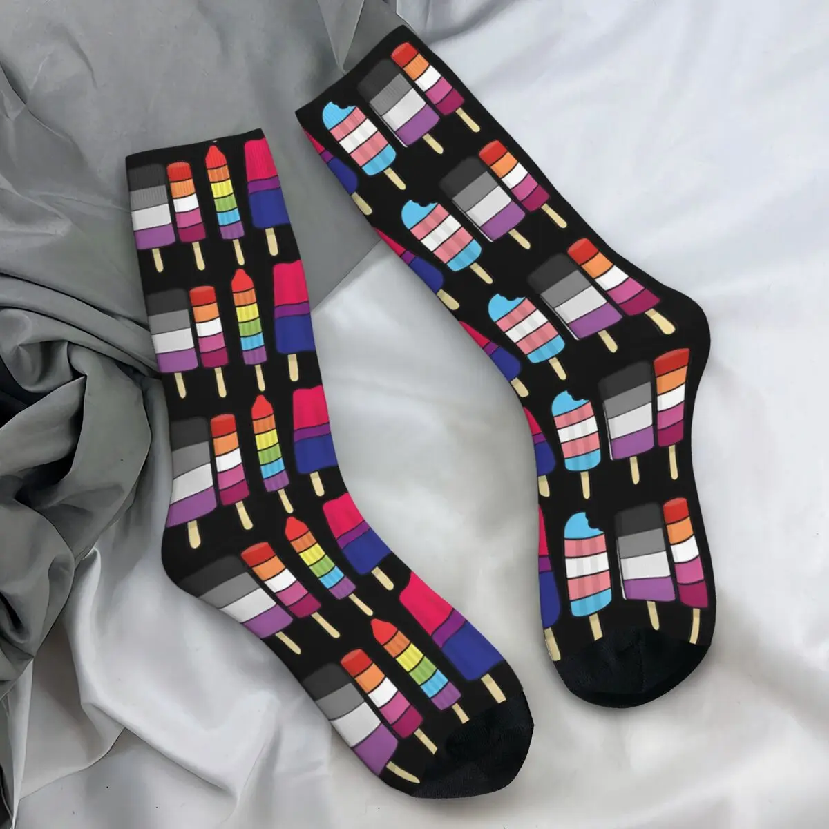 Men Socks Ice Cream LGBT Popsicles Stockings Winter Fashion Quality Socks Graphic Cycling Non Slip Socks