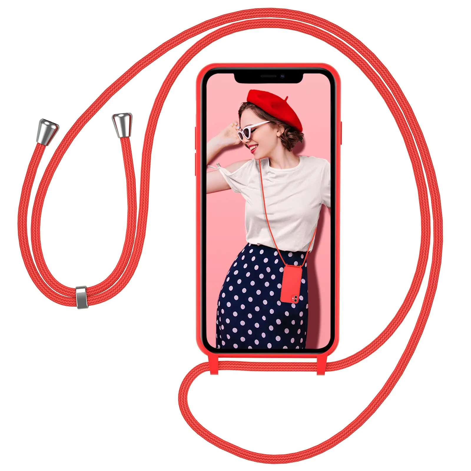 Crossbody Lanyard phone Case For iphone 14 Pro Max 13 12 Mini 11 X XR XS Plus Neck Rope Necklace Strap Cord Silicone With Cover