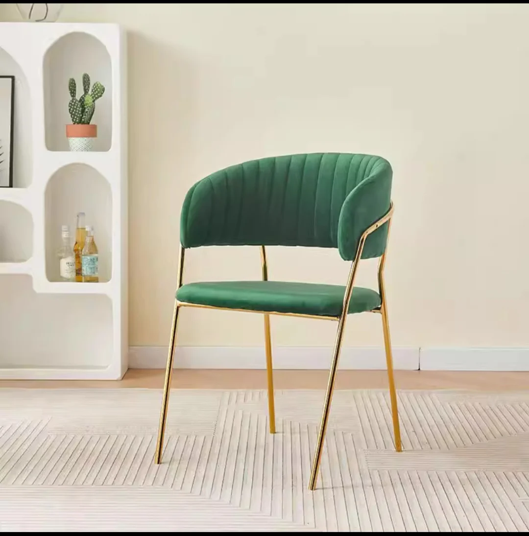 Contemporary Design Modern Minimalist Velvet Dining Chair Metal Legs Colorful Luxury Home School Hotel Restaurant Use Park Table