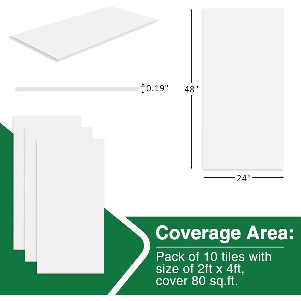 Azulejos de techo de caída suave de 2 pies x 4 pies - PVC premium para evitar roturas - Instalación impermeable, resistente al fuego y fácil de descenso