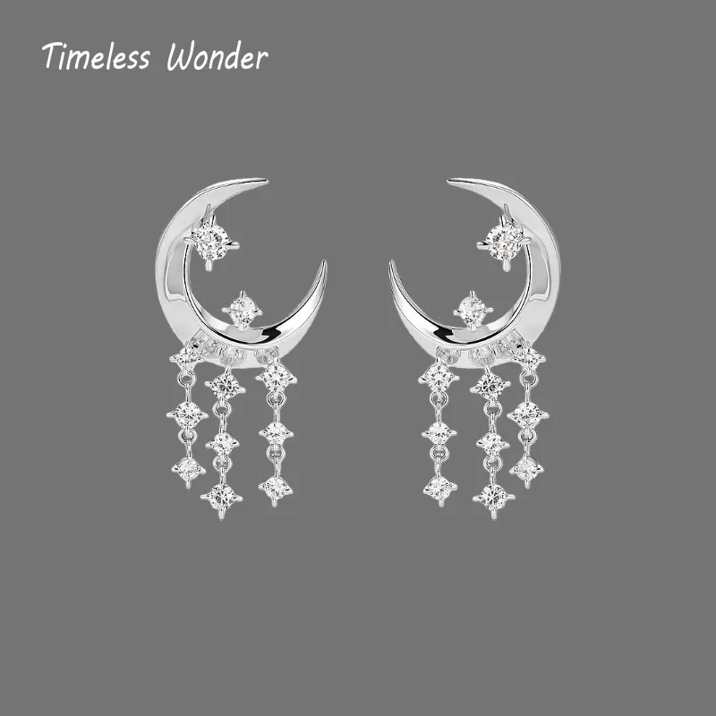 الخالدة عجب يتوهم الزركون القمر مطرز شرابة وأقراط النساء مصمم المجوهرات العصرية هدية أعلى أنيق بسيط أنيق 5133